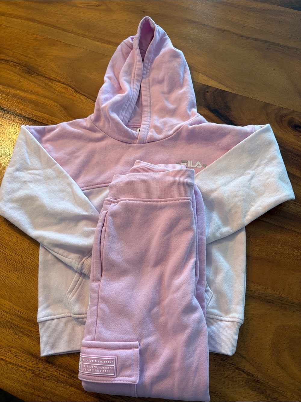 Fila Kids Lavender and White Hoodie & Jogger Set - Soft Pastel Loungewear